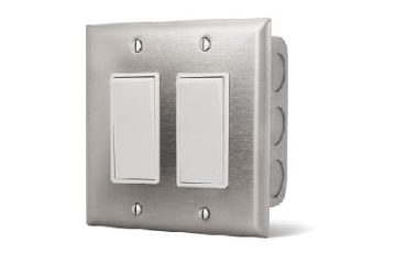 On Off In-Wall Dual SS Wall Plate wGang Box