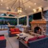 W Series Infratech heater in an outdoor living space with fireplace