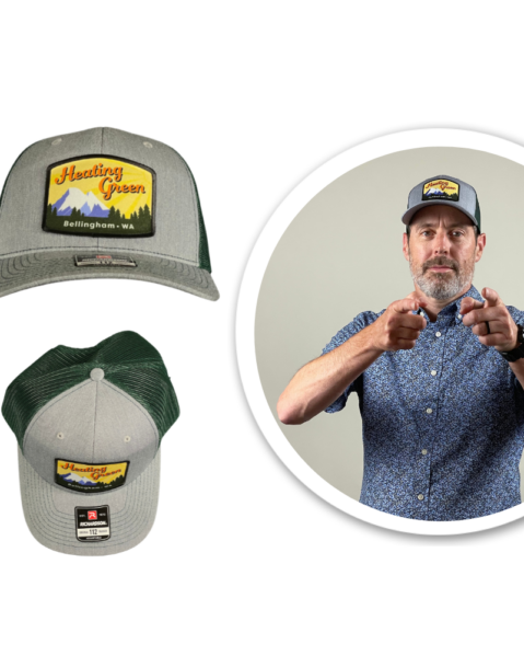 Heating Green Bellingham Throwback Trucker Hat