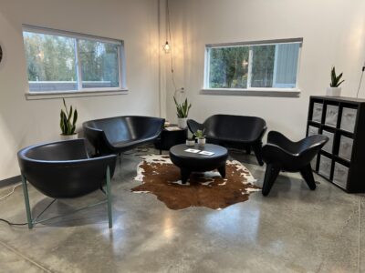 Galanter & Jones chairs and heated furniture in the Heating Green Showroom in Bellingham, WA
