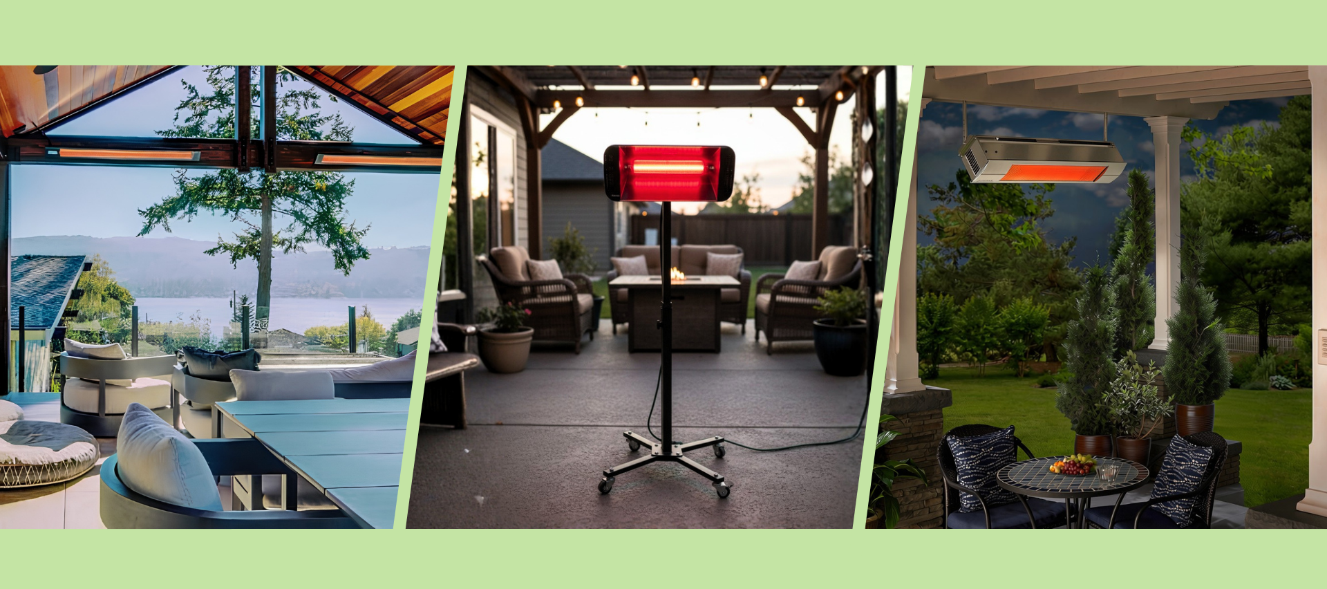 Image of multiple outdoor heaters